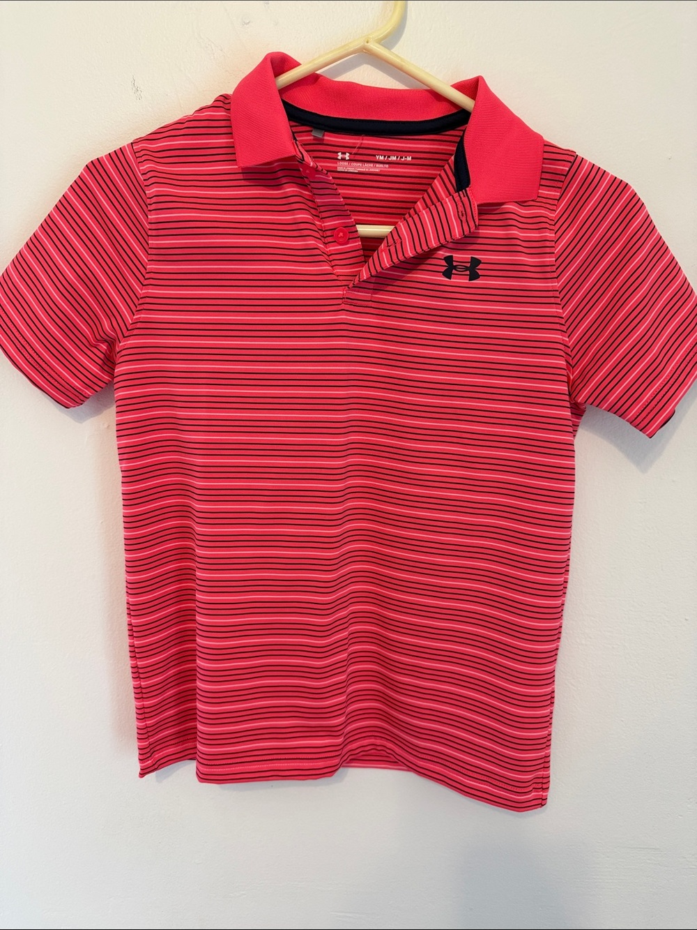 Under Armour Kids Coral Pink Striped Polo